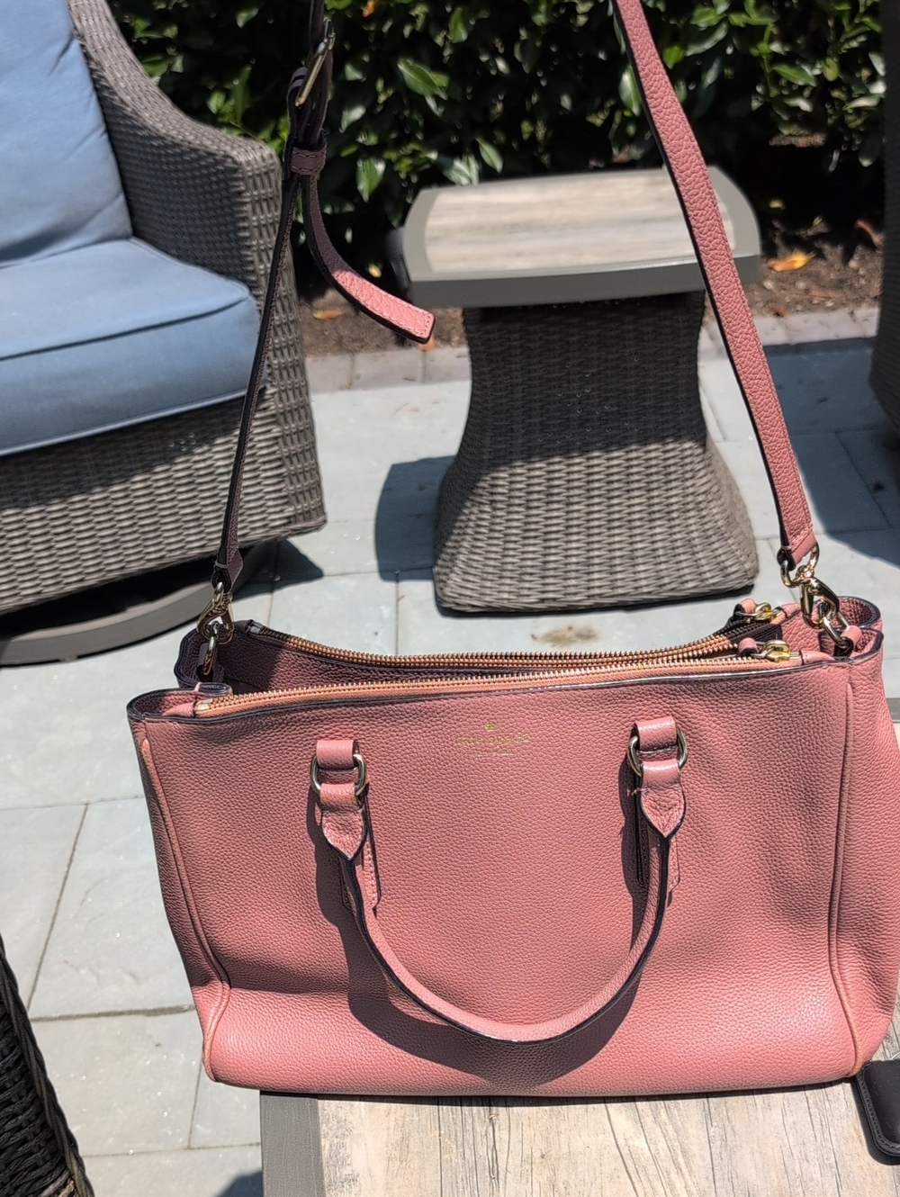 kate spade Mulberry Stree Rose Pink Pebbled Leather Satchel with Removable Strap - Picture 10 of 14